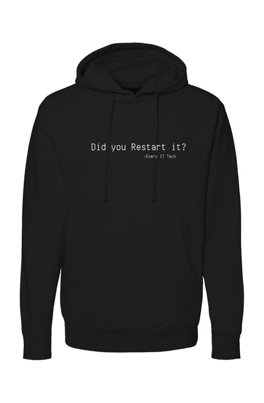 Did you restart it sweatshirt with minimalist text on midweight fleece crewneck Black